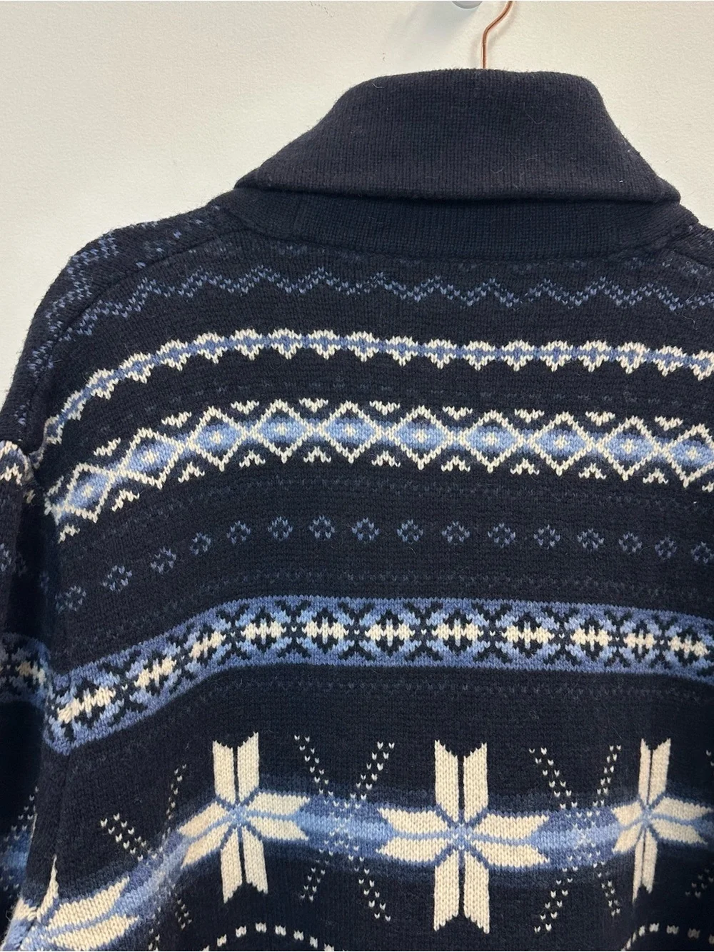 Polo by Ralph Lauren Snowflake Wool Shawl Jumper Sweater XL